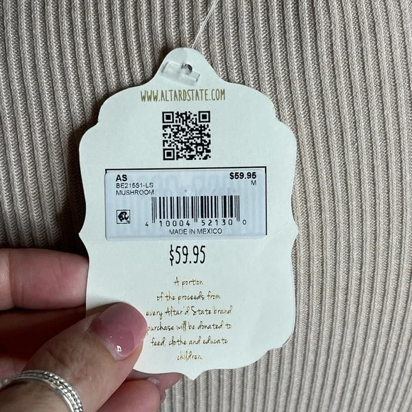 Altat’d State Ribbed Babydoll Cream Top Bishop Sleeves Size Medium NWT - Picture 12 of 13